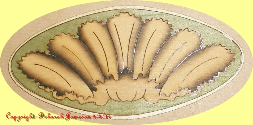 Image of Item No. A32. Marquetry Inlay Oyster Shell Design.