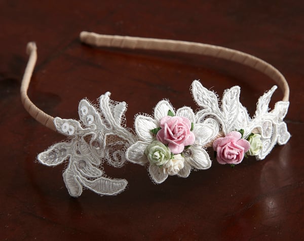 Ellie Bridesmaid Floral & Lace Headpiece - Laura Pettifar Designs
