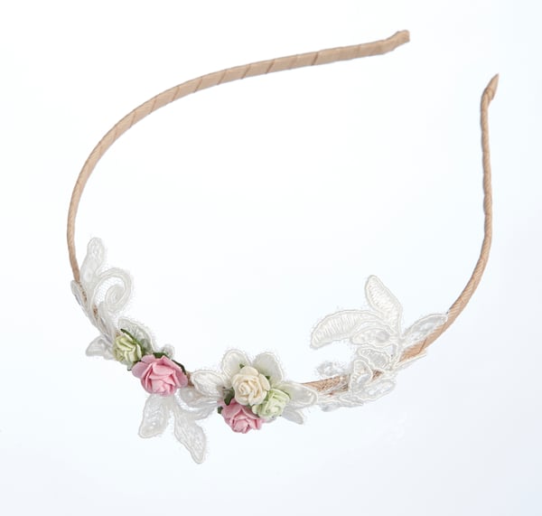 Ellie Bridesmaid Floral & Lace Headpiece - Laura Pettifar Designs