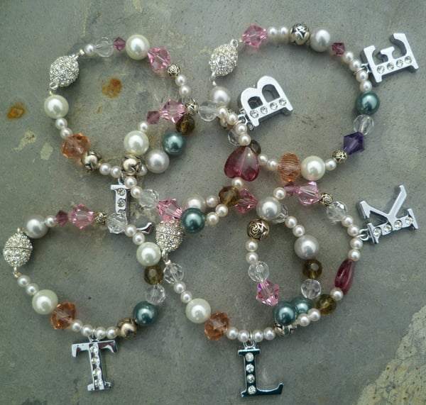 Tabitha Crystal and Pearl Personalised Initial Bracelet - Laura Pettifar Designs