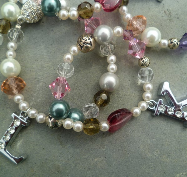 Tabitha Crystal and Pearl Personalised Initial Bracelet - Laura Pettifar Designs
