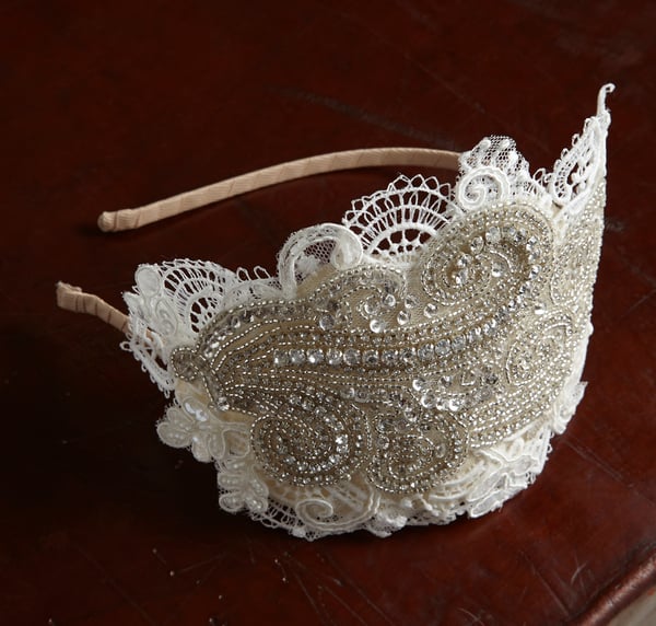 Rosa - Lace and Bead Bridal Headpiece - Laura Pettifar Designs