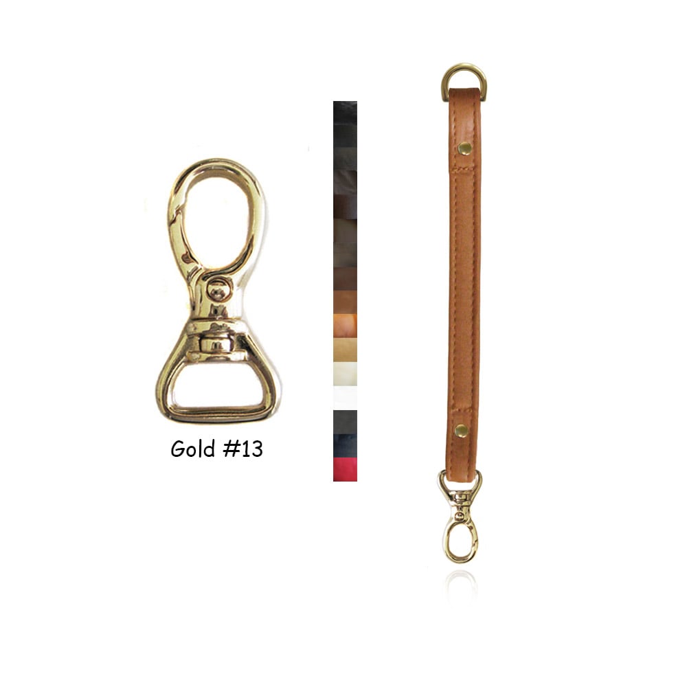 Image of Leather Purse Strap Extender - 1/2" (half-inch) Wide - Gold #13 Swivel Hook - Choose Color & Length