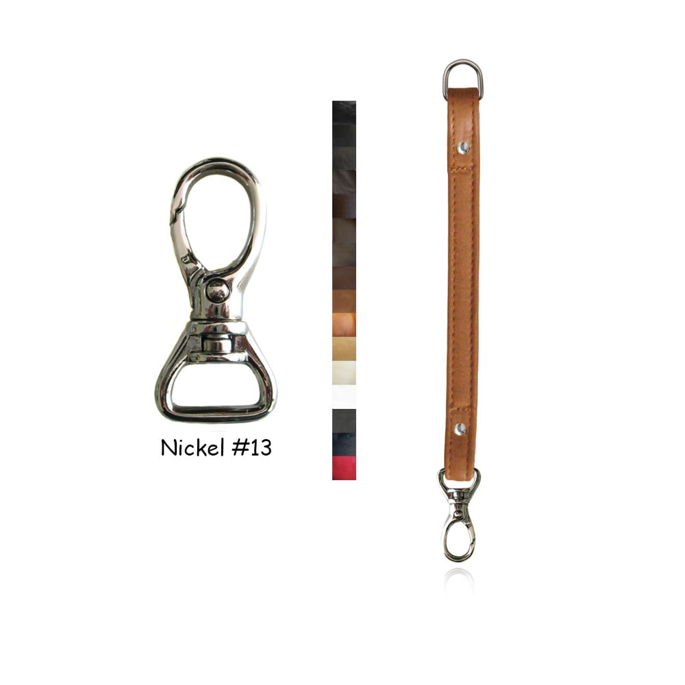 Leather Purse Strap Extender - 1/2 (half-inch) Wide - Nickel #13 Hook -  Choose Color & Length