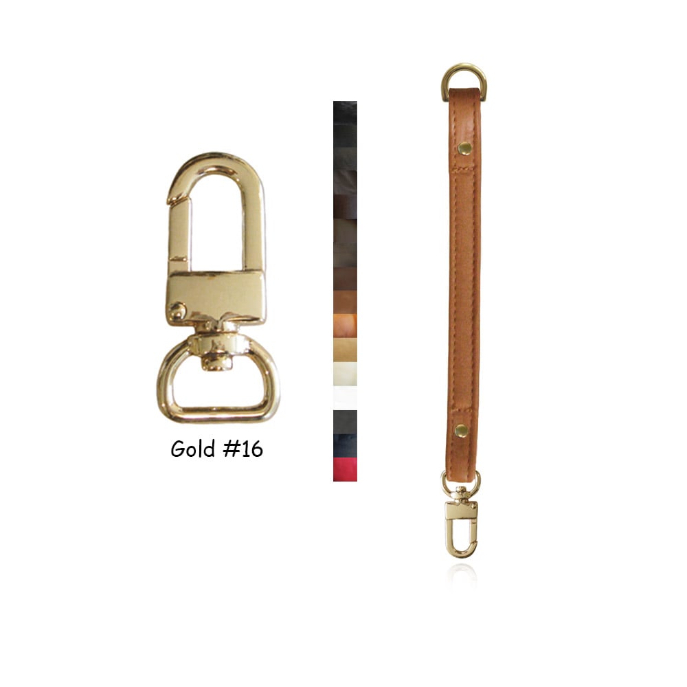 Image of Leather Purse Strap Extender - 1/2" (half-inch) Wide - Gold #16 Swivel Hook - Choose Color & Length