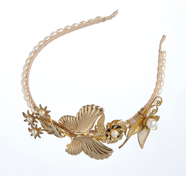 Esme Vintage Goldtone Headpiece - Laura Pettifar Designs