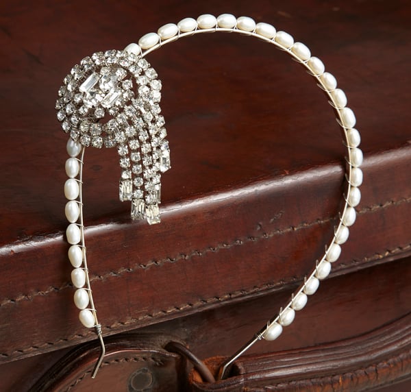 Dolores Vintage Diamante and Pearl Headpiece - Laura Pettifar Designs