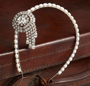 Dolores Vintage Diamante and Pearl Headpiece - Laura Pettifar Designs