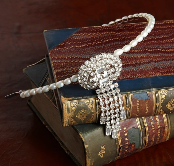 Dolores Vintage Diamante and Pearl Headpiece - Laura Pettifar Designs