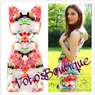 Image of Floral mini tank O-neck dress 