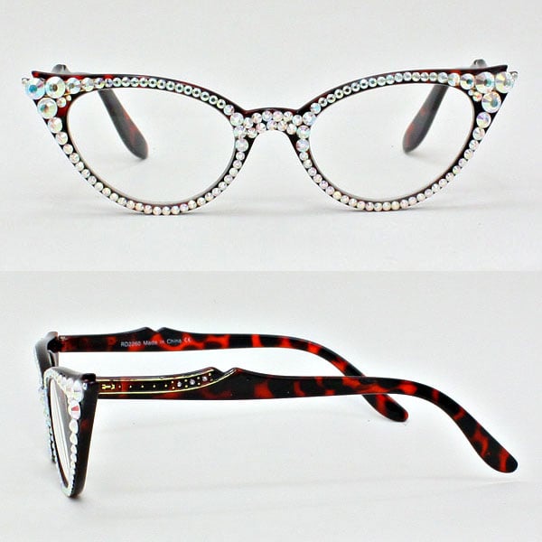 Ab Crystal Cat Eyes Leopard Reading Glasses Warrior Princess 