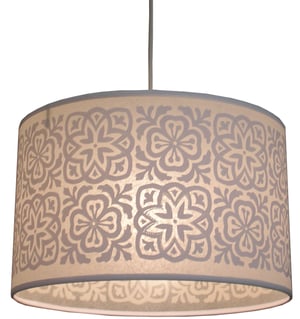 Image of Wide Tub Drum Lampshade Moroccan Tile White