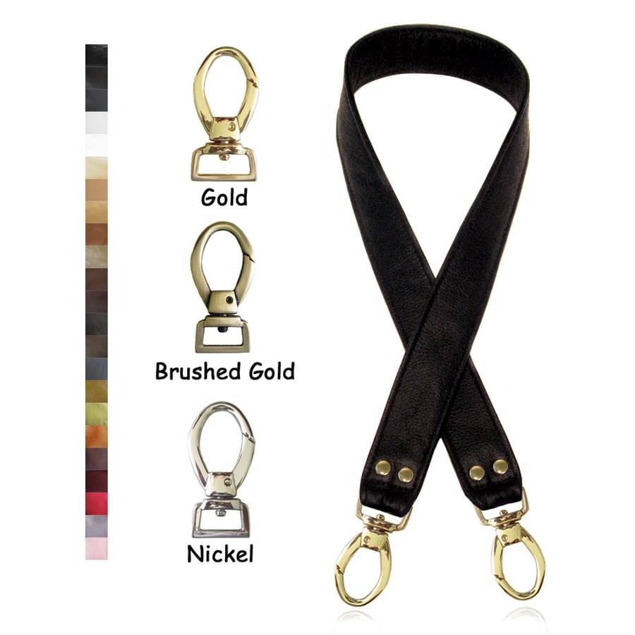 Image of Short Crossbody / Long Shoulder Strap - Choose Leather Color - 40" Length, 1.5" Wide, #2 Hooks