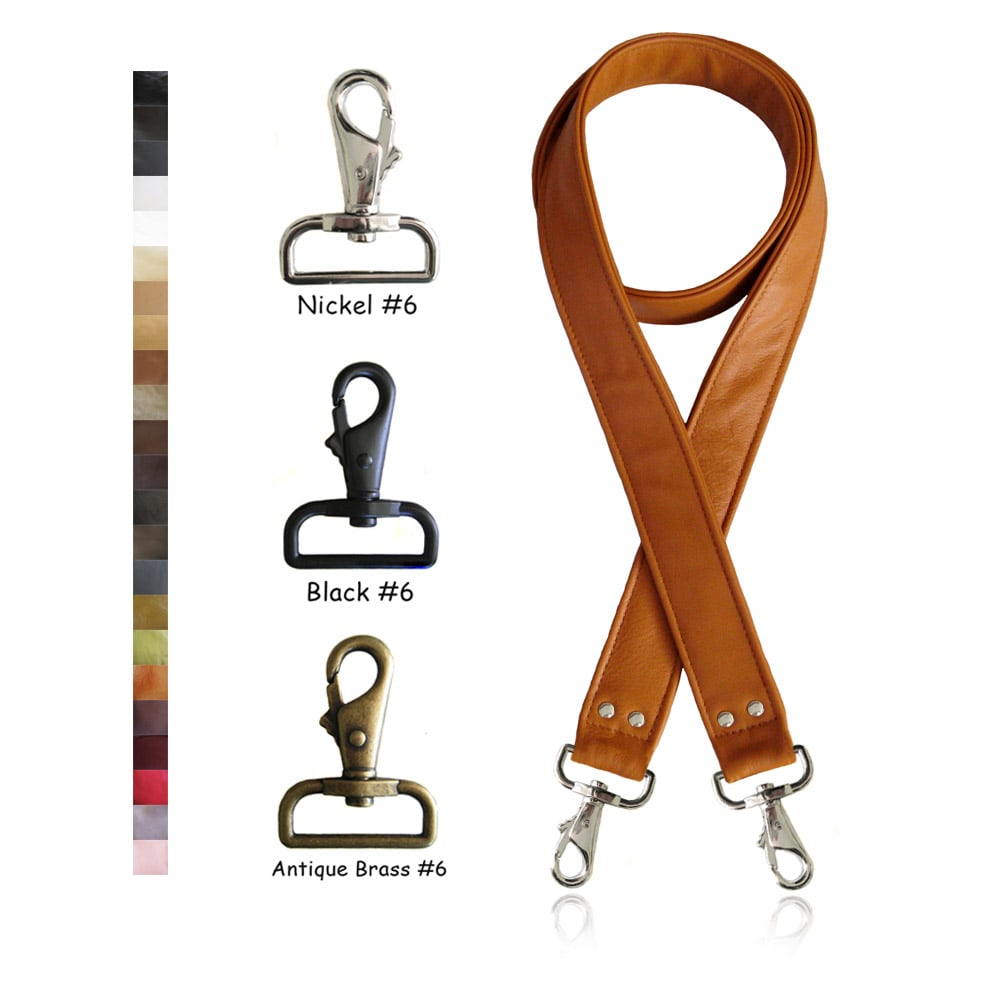 Image of Crossbody / Messenger Bag Strap - Choose Leather Color - 50" Length, 1.5" Wide, #6 Swivel Snap Hooks