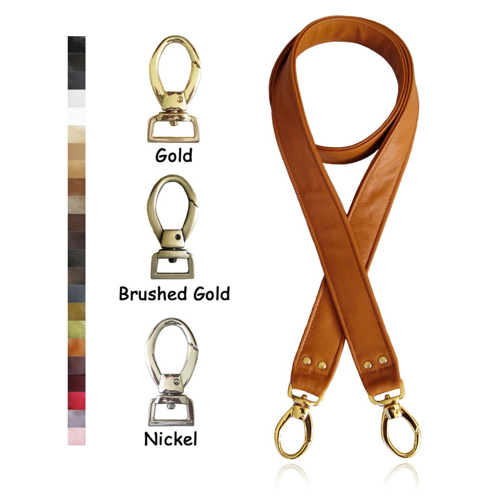 Image of Crossbody / Messenger Bag Strap - Choose Leather Color - 50" Length, 1.5" Wide, #2 Egg-shape Hooks