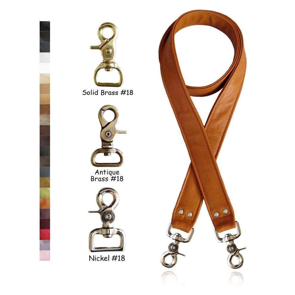 Crossbody / Messenger Bag Strap - Choose Leather Color - 50&quot; Length, 1.5&quot; Wide, #18 Snap Hooks ...