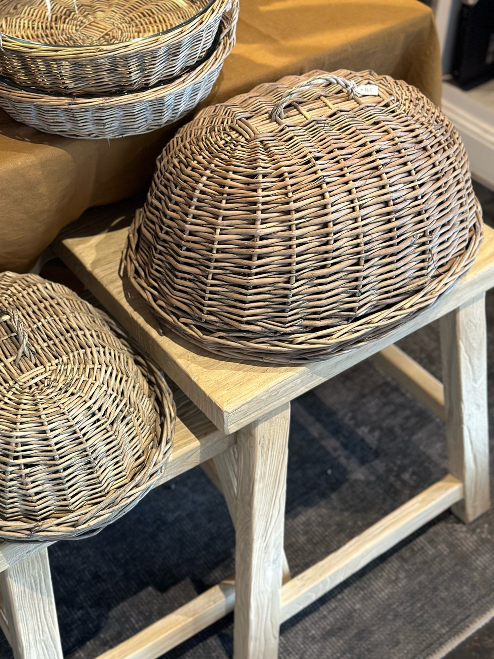 Image of Oval Rattan Food Cloche and Tray