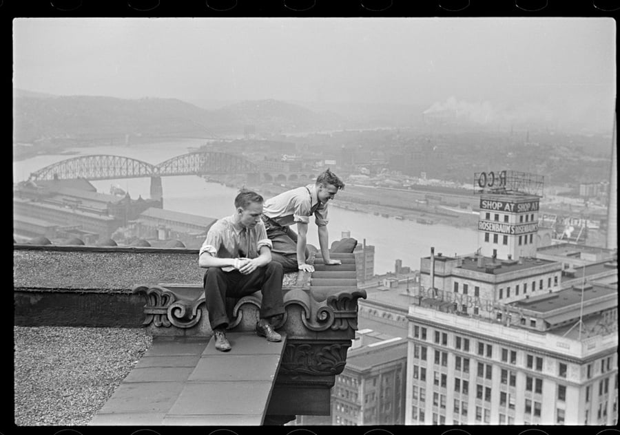 Image of Two Friends On A Rooftop; Pittsburgh 1937