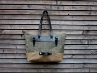 Image 2 of Waxed canvas pannier / bicycle bag with zipper closure / tote bag / bike accessories