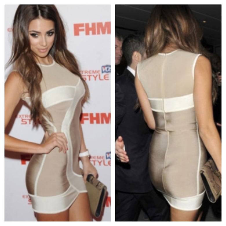 Image of Beige with Mesh Bandage Dress