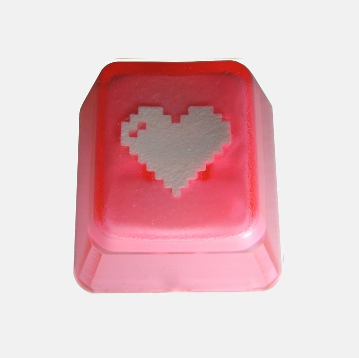 Image of Translucent Pink 8-bit Heart Keycap