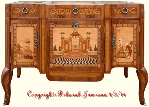 Image of Item No. 94.  Highly Inlaid Marquetry Cabinet add more imagescccc