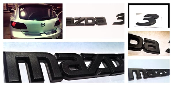 Image of Mazda 3 HATCHBACK Rear JDM BLACKOUT Emblem Set (3)