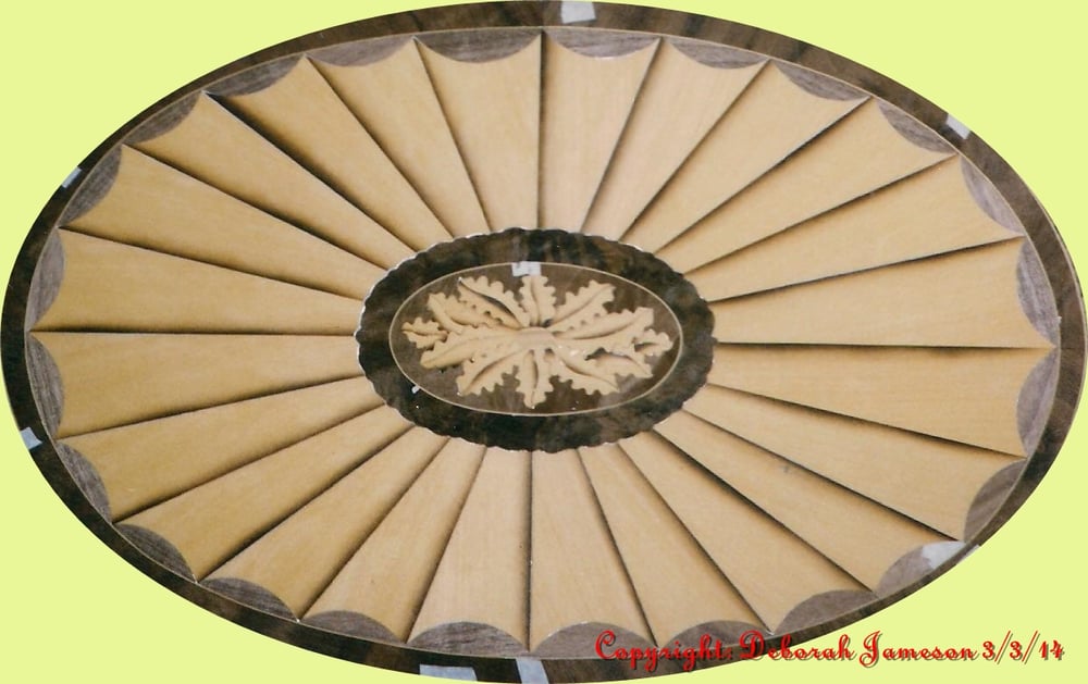Image of Item No. 396/O. Oval Fan With Floral Centre.  See Also 396/DF Drawers Fronts.