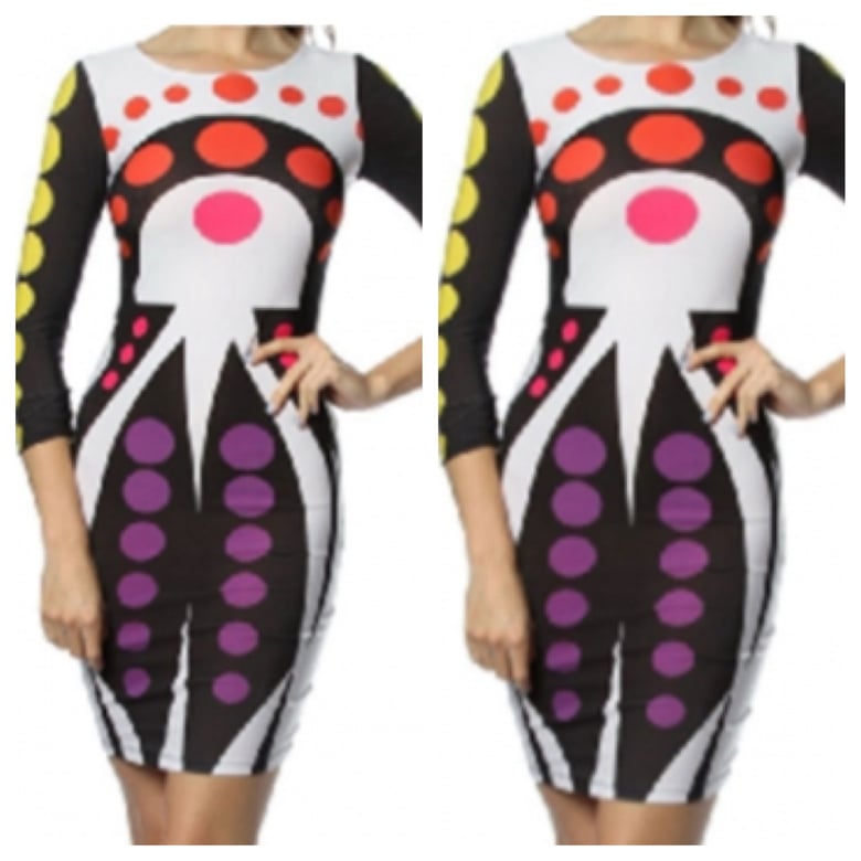 Image of Bold Color Polka Dot Bodycon Dress