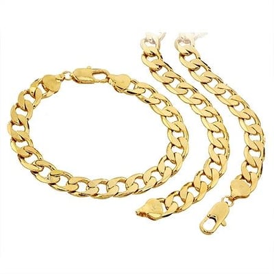 Image of 8MM 24 inch Figaro Necklace and 9 inch Bracelet Set