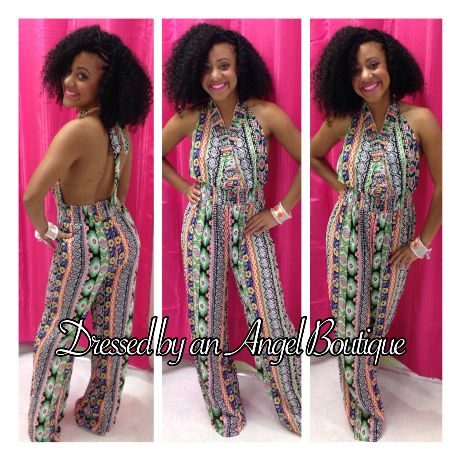 Image of Printed Floral/Aztec Halter Jumpsuit