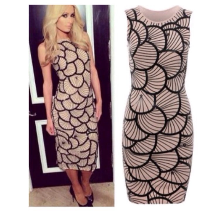 Image of Paris Hilton Celebrity Inspired Peach Scalloped Shells Bodycon Dress