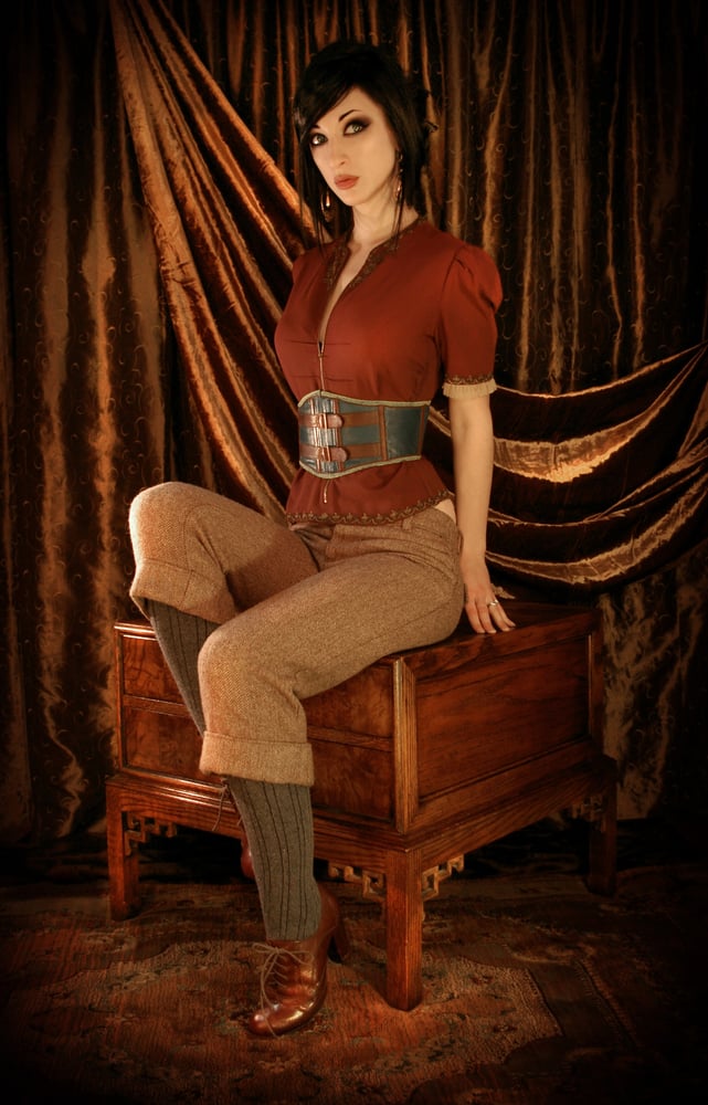 Image of Teal Leather Corseted Belt
