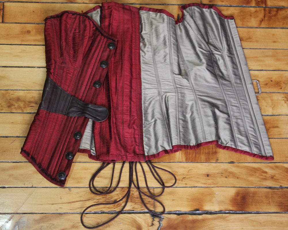 Image of Red and Coffee Overbust Corset