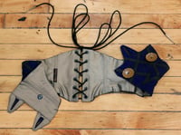 Image 3 of Indigo with Bakelite Flower Button Corseted Belt