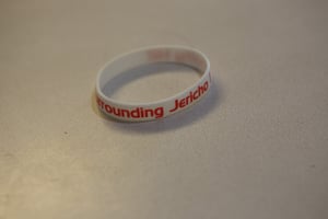 Image of White w/Red lettering wristband