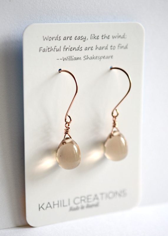 Image of Beige glass drop earrings