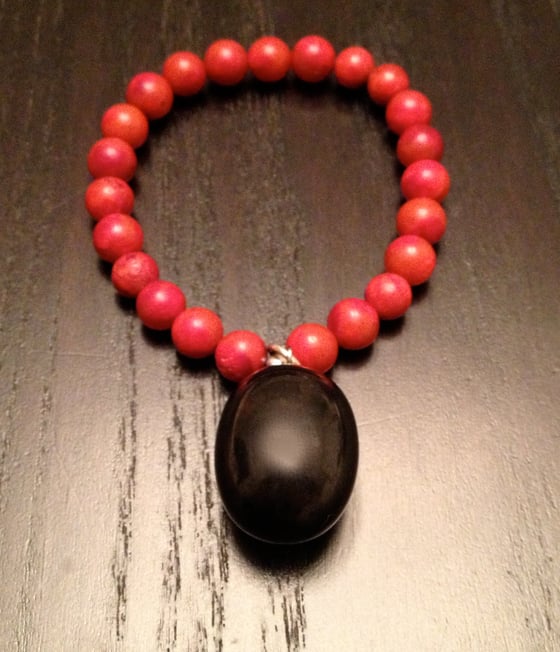 Image of Red Coral with Olive Shungite