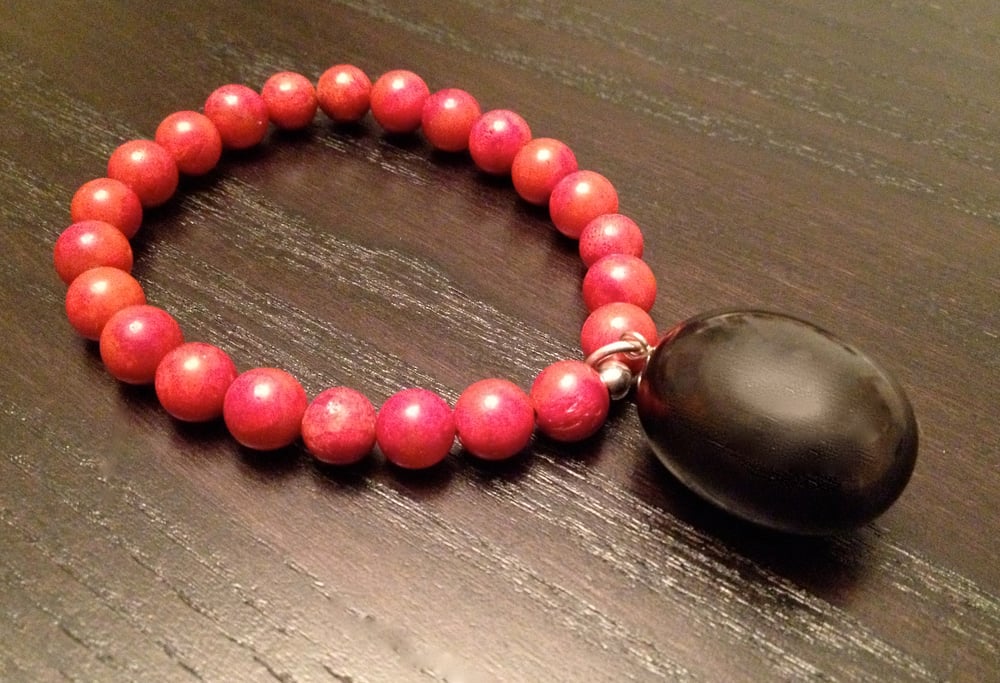Image of Red Coral with Olive Shungite