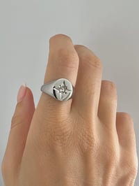 Image 2 of STAR GEM SET ROUND SIGNET RING 