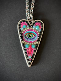 Image 1 of Mystic Eye Heart Necklace - Turquoise/Neon/Black