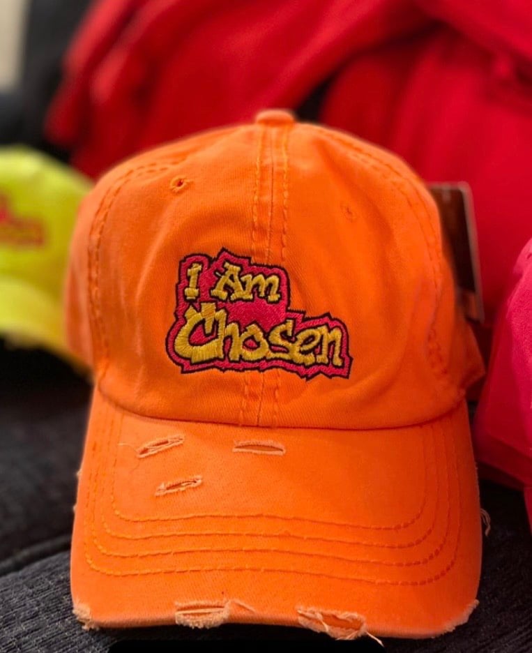 Fresh Orange Distressed “I Am Chosen” Dad Hat