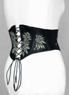 Leather with Katazome Flower Cutout Corset Belt