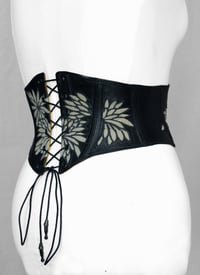 Image 2 of Leather with Katazome Flower Cutout Corset Belt