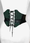 Black Leather and Hunter Corduroy Corseted Belt