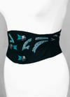 Black Wool with Turquoise Cutout Corseted Belt