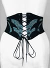 Black Wool with Turquoise Cutout Corseted Belt