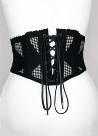 Image 3 of Black and White Wool Cutout Corseted Belt