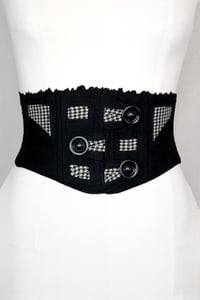 Image 2 of Black and White Wool Cutout Corseted Belt