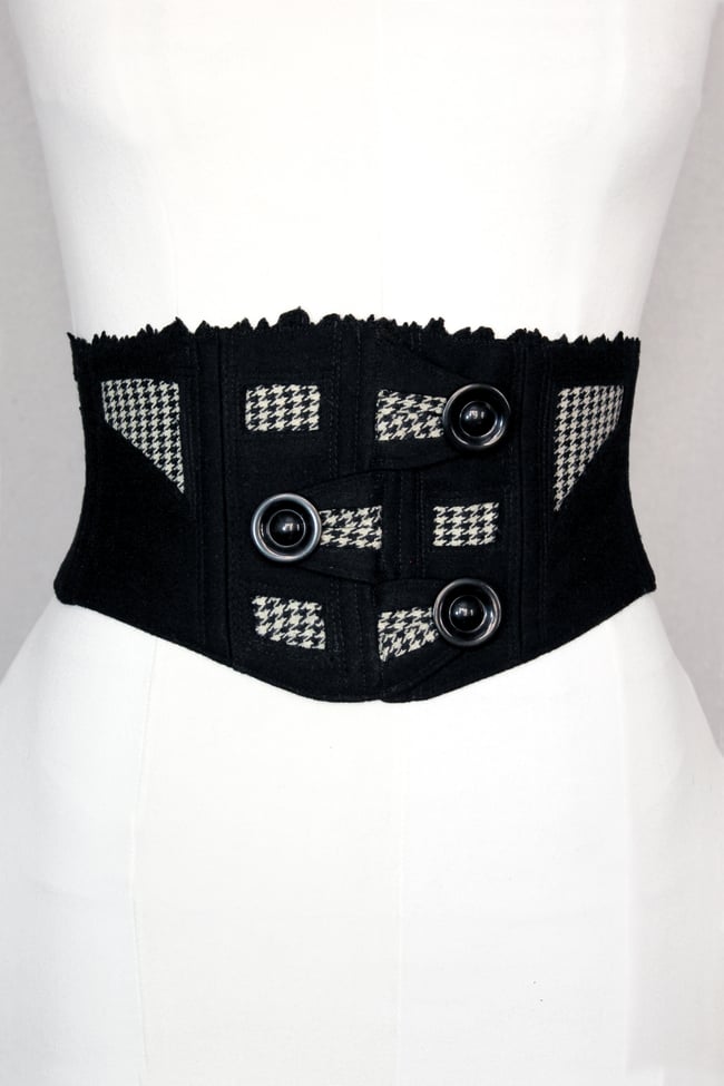 Black and White Wool Cutout Corseted Belt | Paloma Soledad